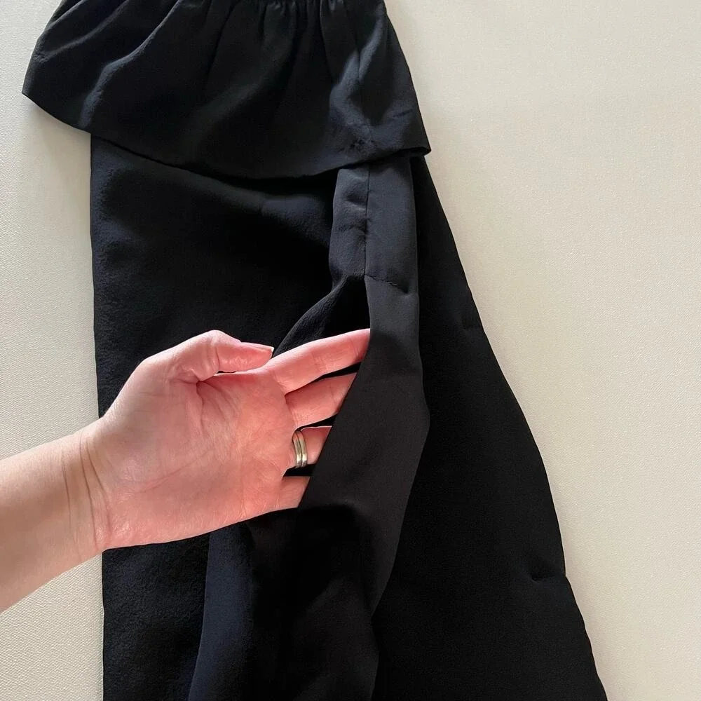 MADEWELL‎ Silk One-Shoulder Ruffle Mini Shift Dress Black Pockets NWT Women's 0 - Picture 5 of 9